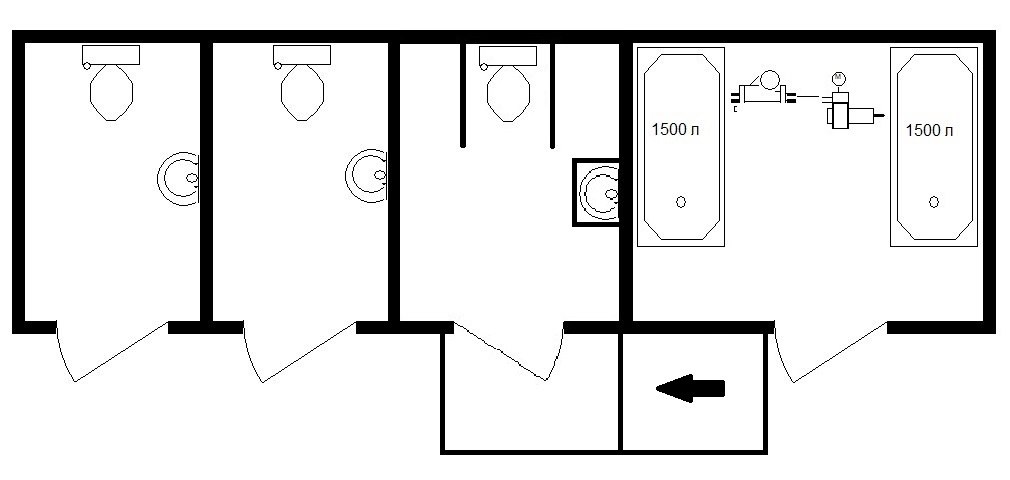 планировка туалета для парка