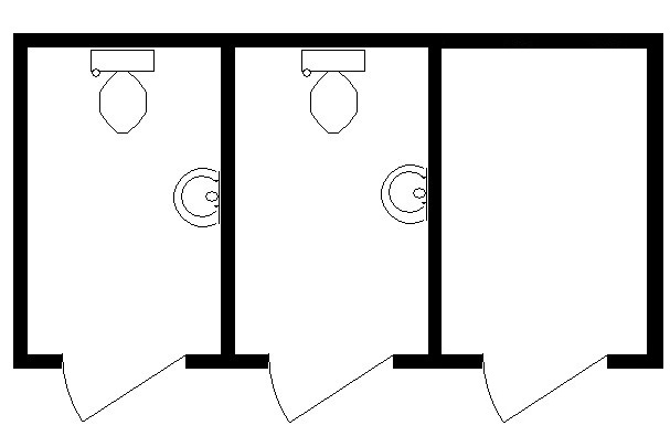 Модульный туалет М+Ж с техническим помещением